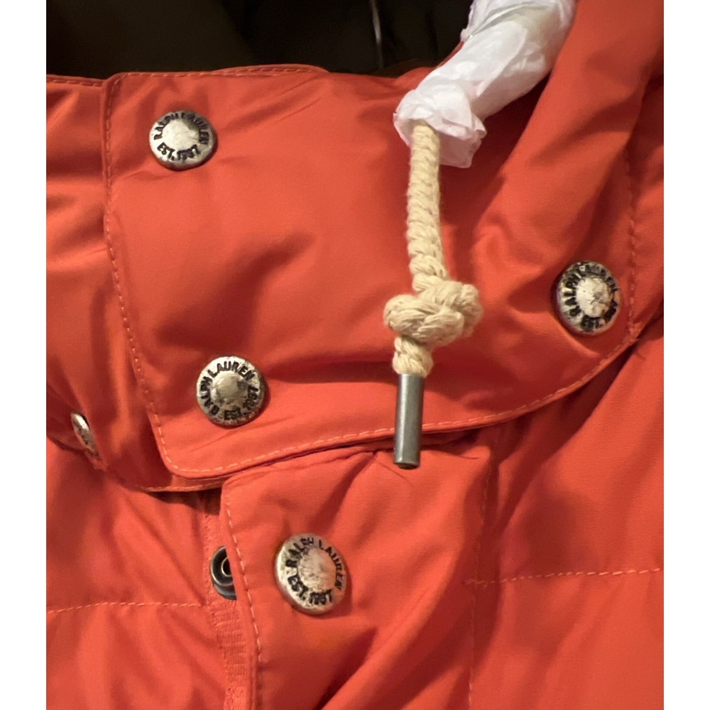 Polo Ralph Lauren Down Blend Puffer Vest Orange Men's XL Hooded, Detachable - Picture 6 of 16